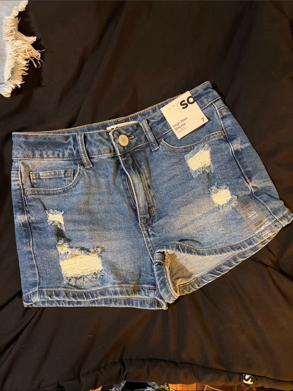 SO Distressed Denim Jean Shorts - Blue
